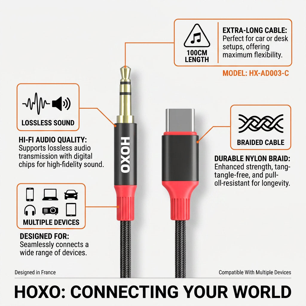 HOXO AUX naar USB-C audiokabel – foto 2