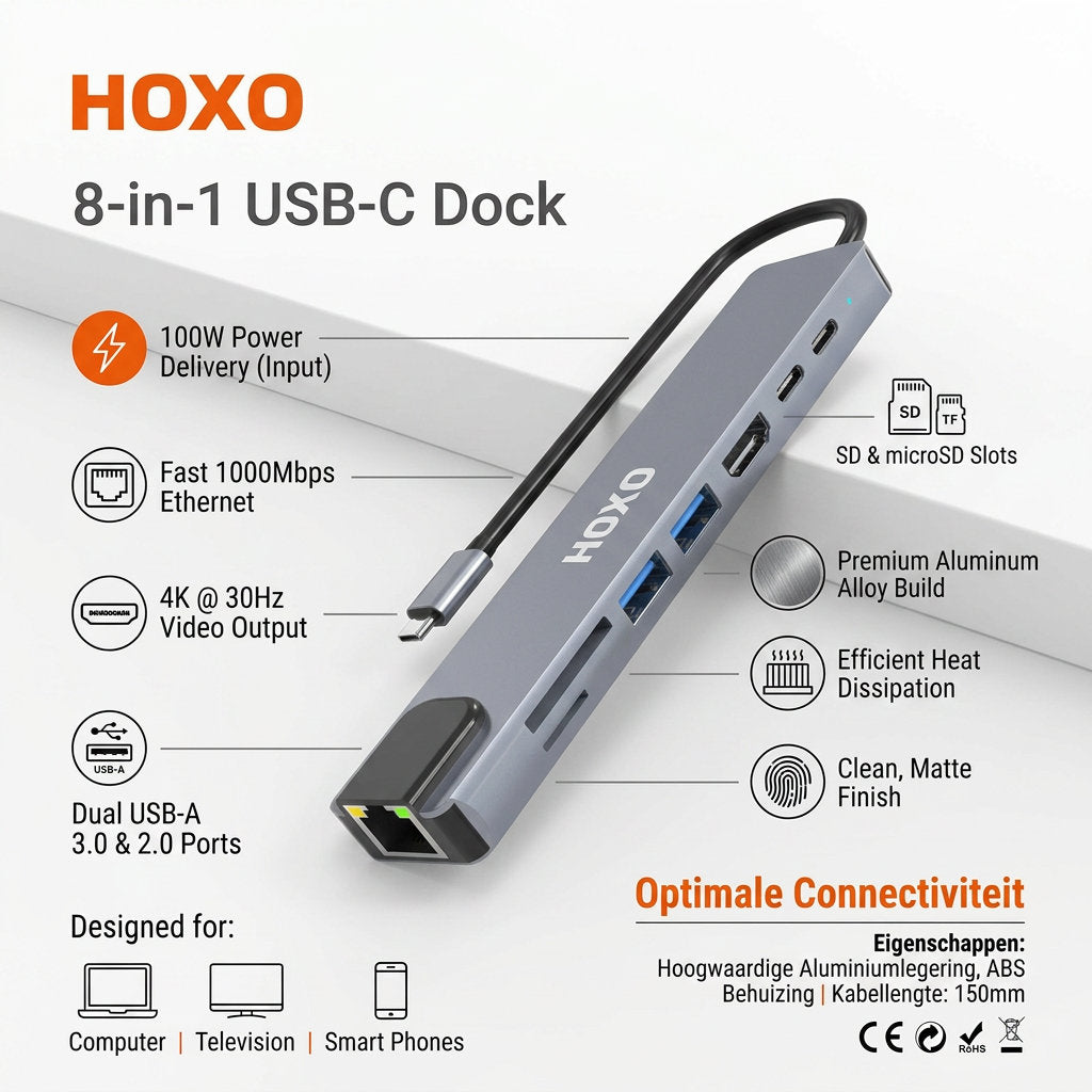 HOXO 8-in-1 USB-C hub – foto 3