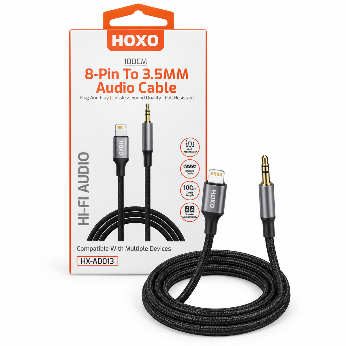HOXO HX-AD013 8-pin naar 3,5 mm audiokabel, 1 meter