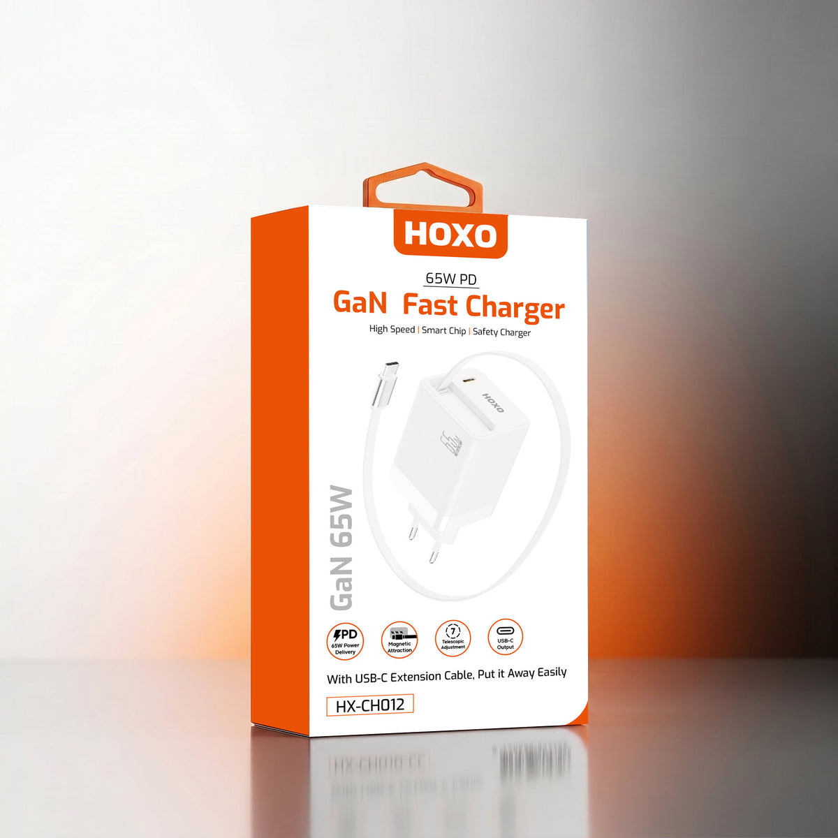 HOXO 65W GaN USB-C oplader met oprolbare kabel – foto 7