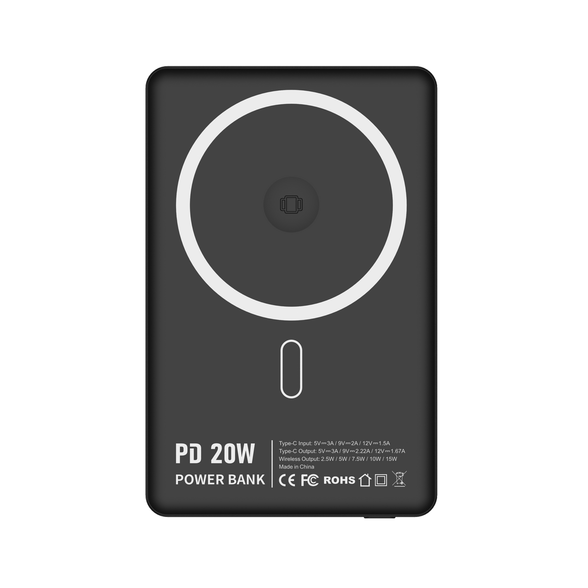 HOXO HX-PB009 5000mAh magnetische powerbank in zwart