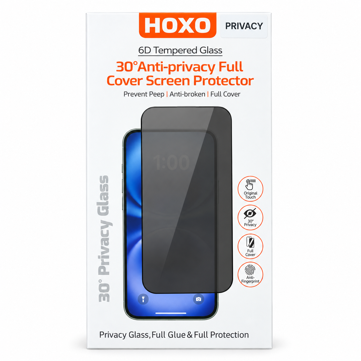 HOXO 6D privacy tempered glass screen protector – 1 piece