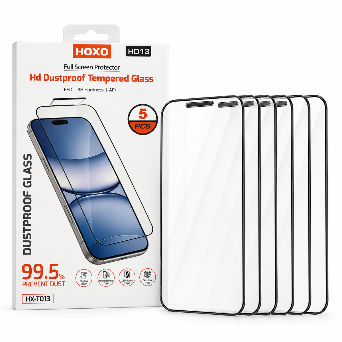 HOXO HD 6D tempered glass screen protector – 5 pieces