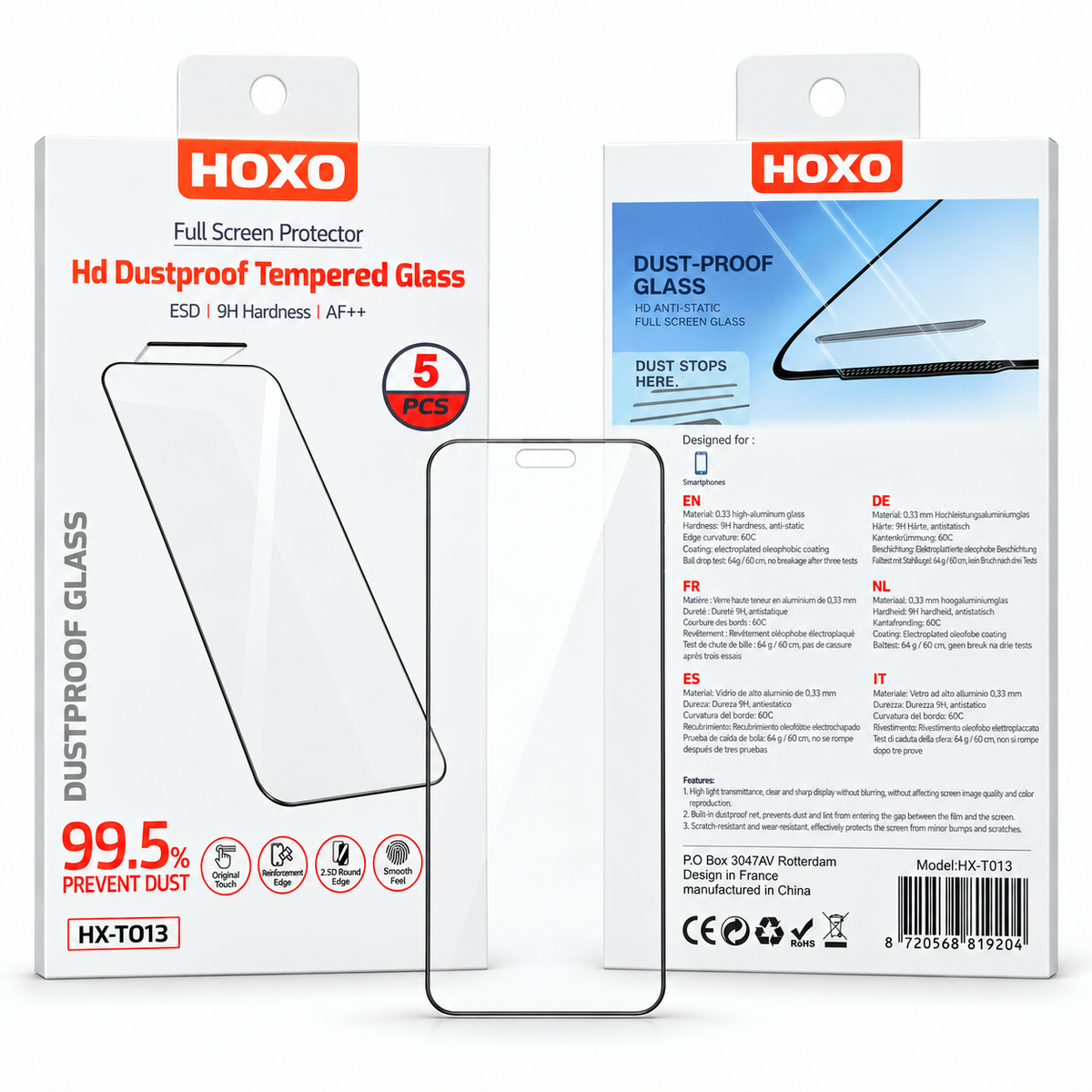 HOXO HD 6D tempered glass screen protector – 5 pieces