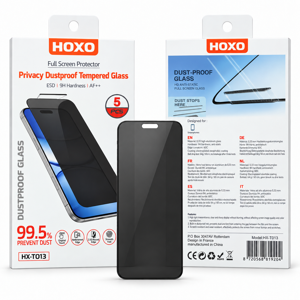 HOXO HD 6D privacy tempered glass screen protector – 5 pieces