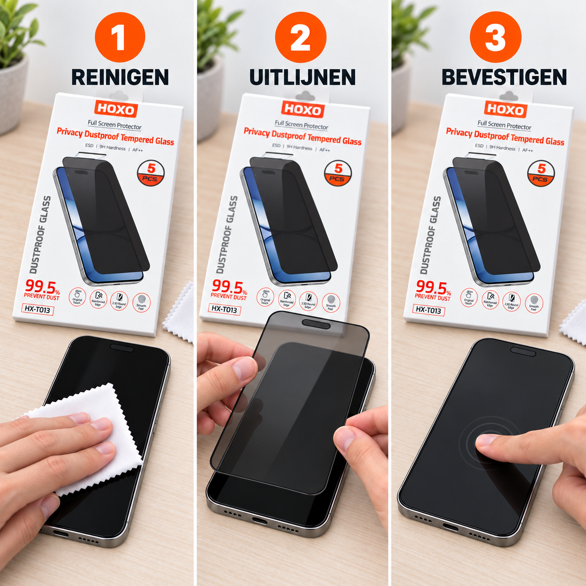 HOXO HD 6D privacy tempered glass screen protector – 5 pieces