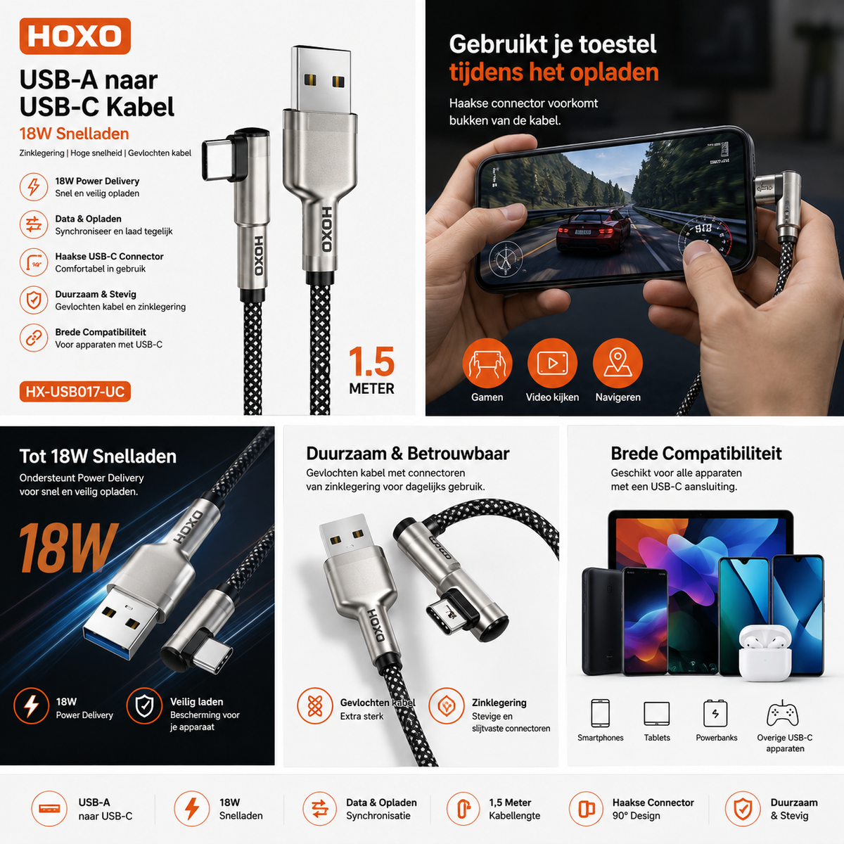 HOXO Zinc alloy USB-C 1.5M
