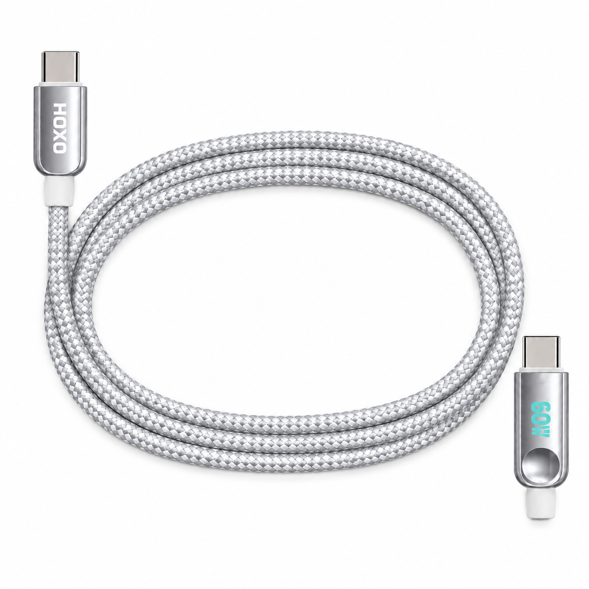HOXO HX-USB024-CC 60W gevlochten USB-C kabel, 2 meter