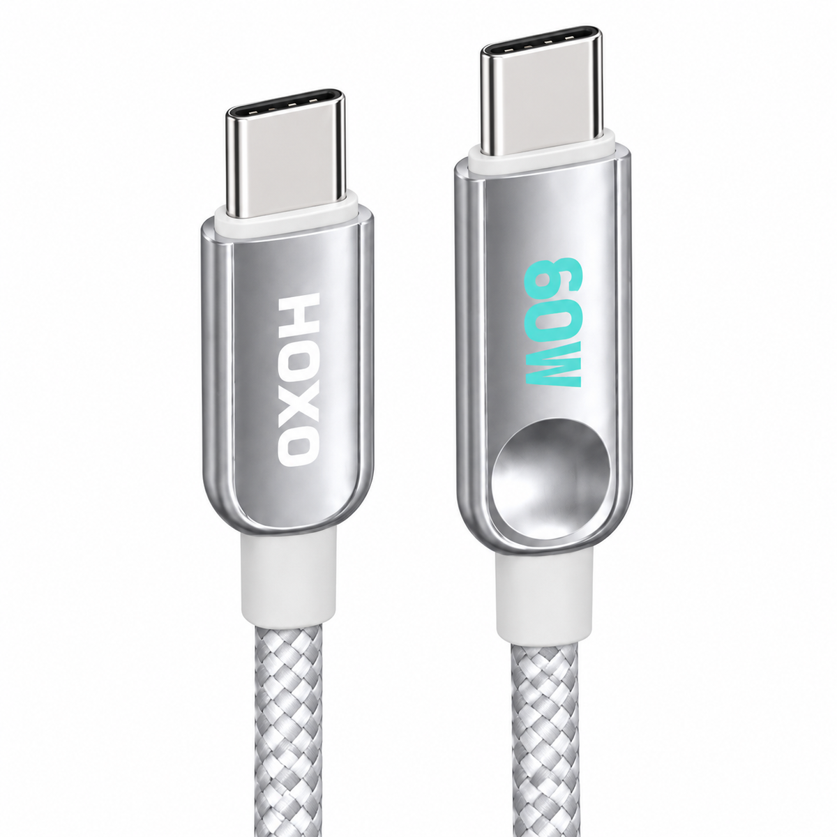 HOXO HX-USB024-CC 60W gevlochten USB-C kabel, 2 meter