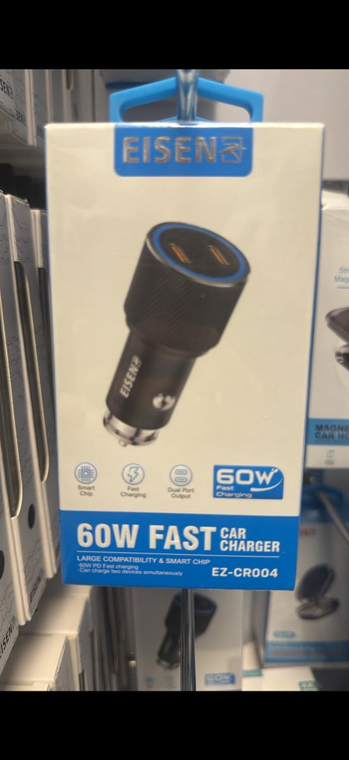 Eisenz 60W Car Charger with 2x Type-C Ports – originele verpakking