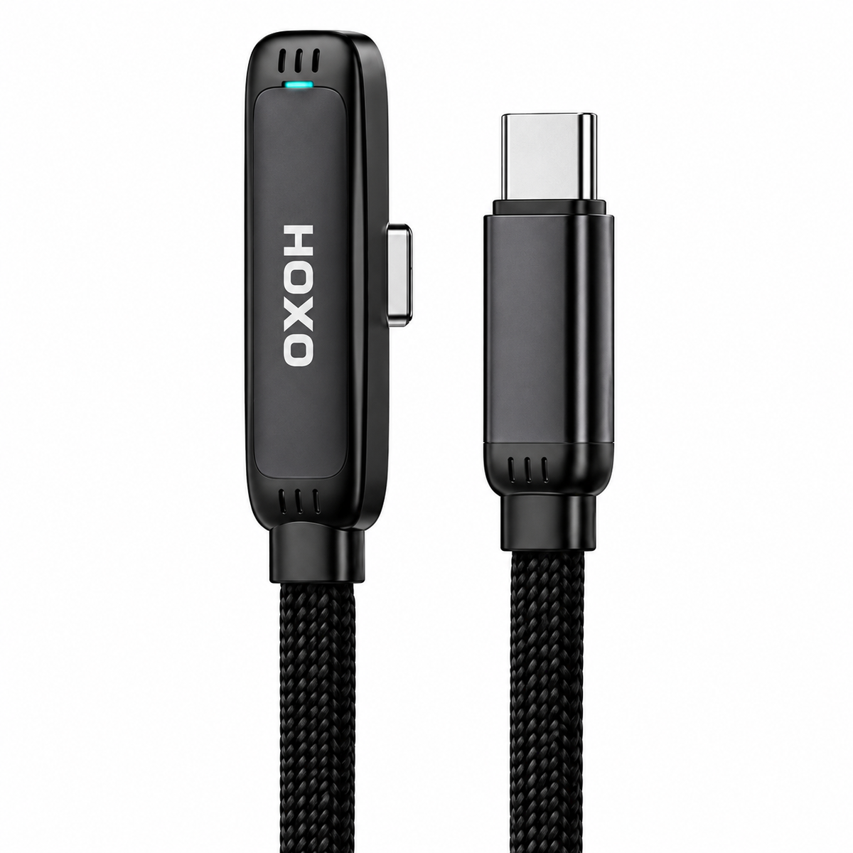 HOXO 60W Type-C to Type-C Side Plug Cable 1.2M – Black – productaanzicht