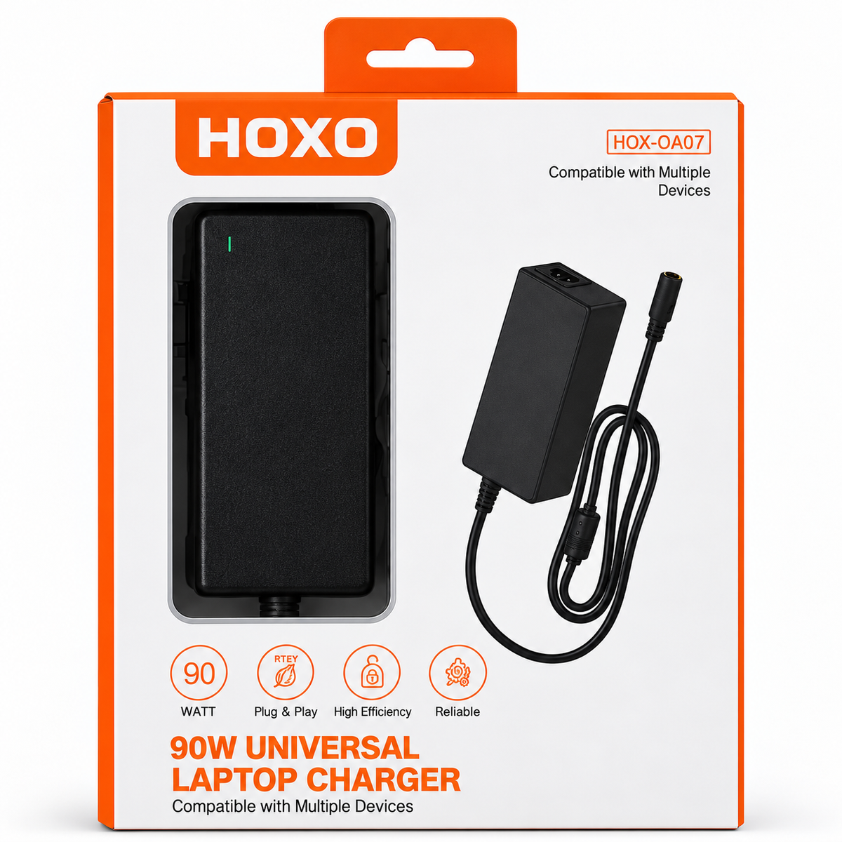 HOXO 90W UNIVERSAL LAPTOP CHARGER 14 PINS — upper-left retail package front